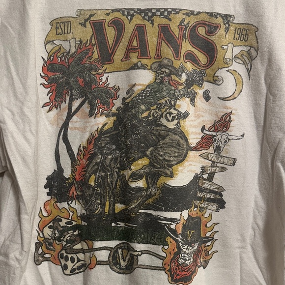 Vans White Short Sleeve Tee with Small Flame Chest Logo - Picture 5 of 6
